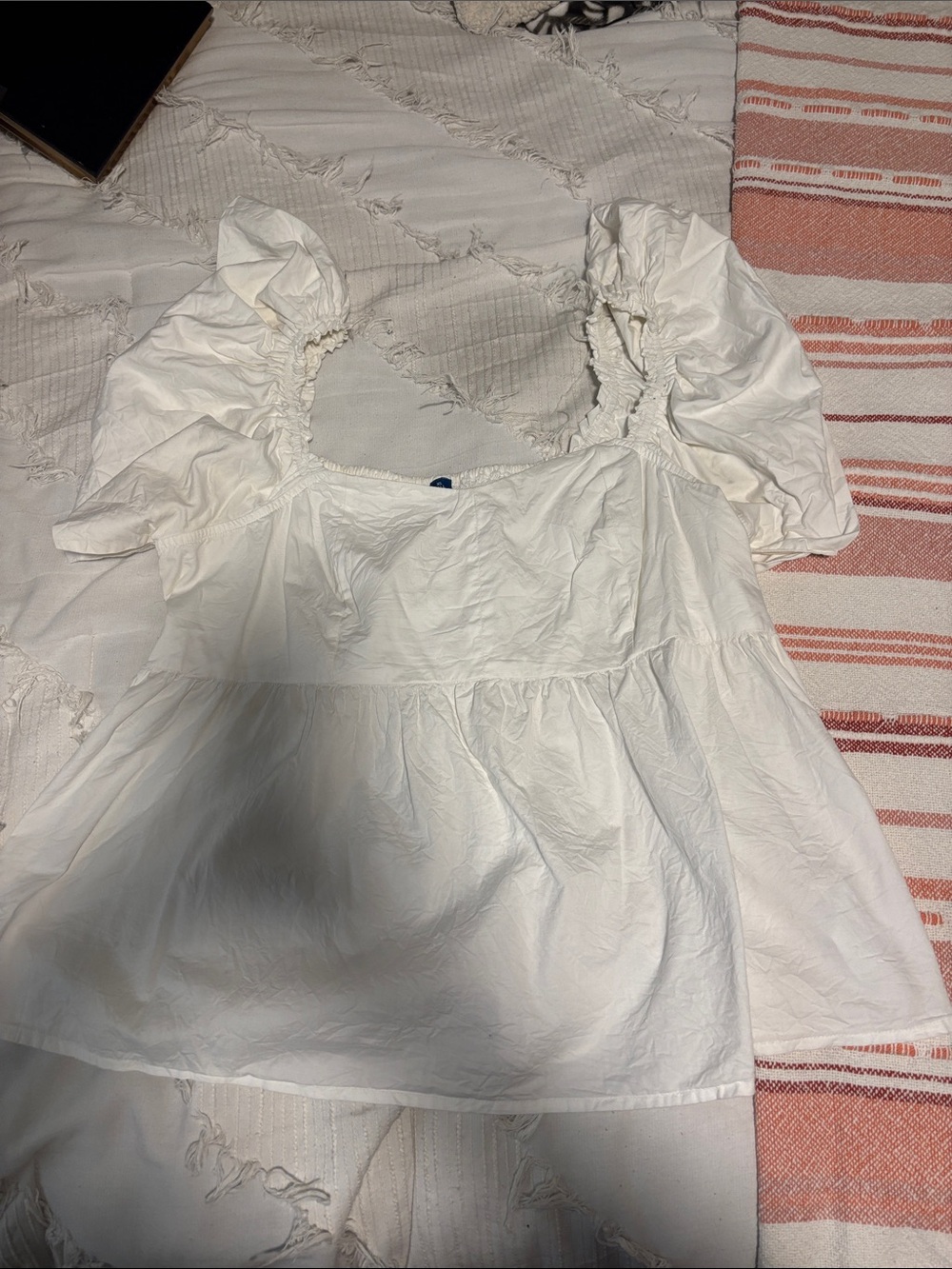 Old Navy White Puff-Sleeve Babydoll Top